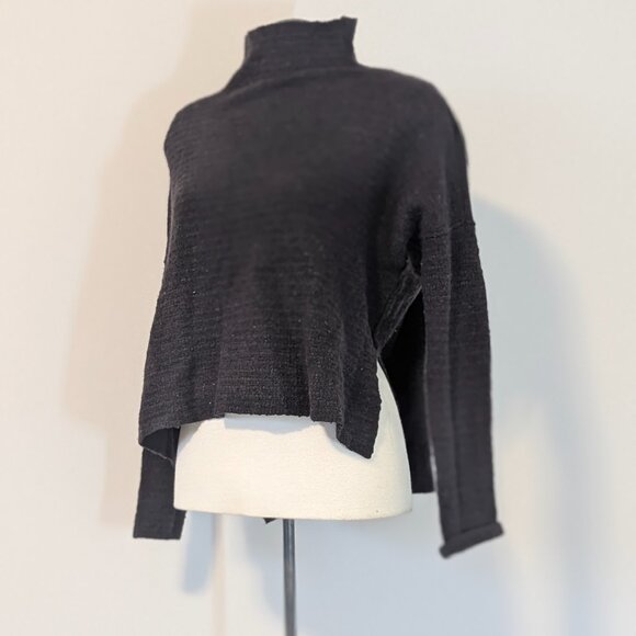 Free People Asymmetric Wool Sweater Zipper Detail - Brown  Small Medium Large - Picture 3 of 11